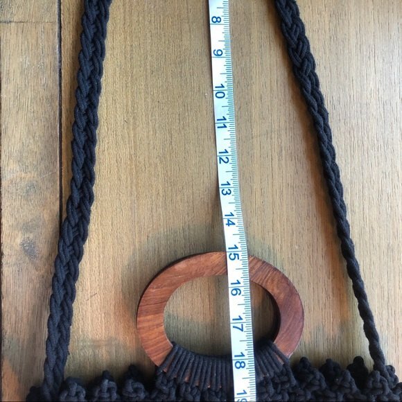 Danielle Nicole Macramé Fringe Black Handbag - Picture 9 of 11